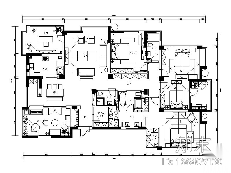 [杭州]现代简约精致四居室装修设计施工图（含实景图）cad施工图下载【ID:166405130】