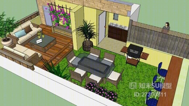 屋顶花园SU模型下载【ID:27300811】