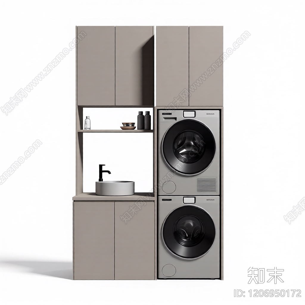 洗衣柜组合体3D模型下载【ID:1206950172】