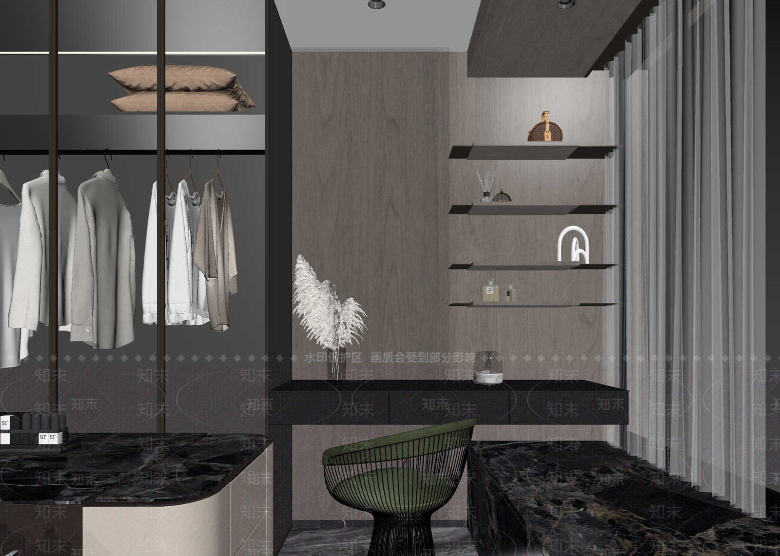现代衣帽间3D模型下载【ID:1215121814】