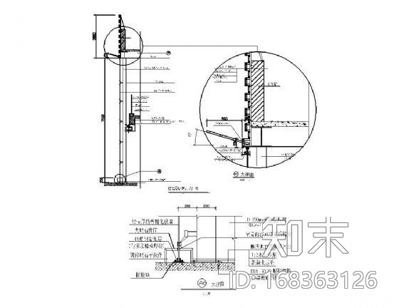 玻璃幕墙纵剖详图cad施工图下载【ID:168363126】