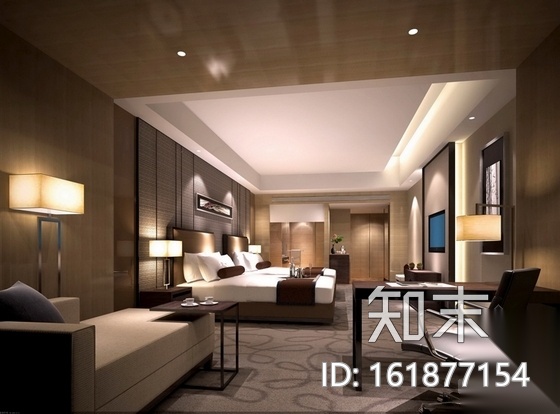 [广东]精品酒店现代客房部分室内装修施工图（含效果）cad施工图下载【ID:161877154】