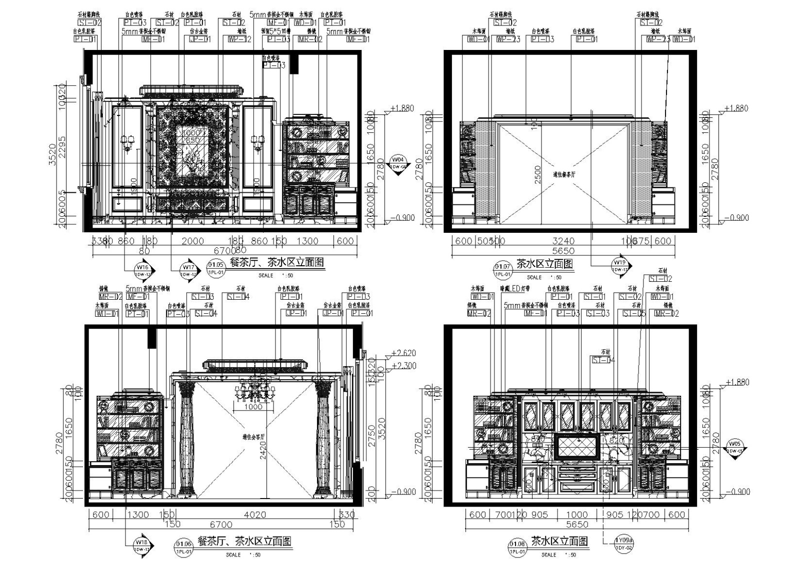 [成都]660㎡二层巴洛克风别墅样板间施工图施工图下载【ID:160015104】