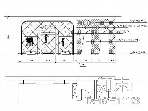 [浙江]迷你时尚小空间服装专卖店室内施工图（含效果图）施工图下载【ID:161711169】
