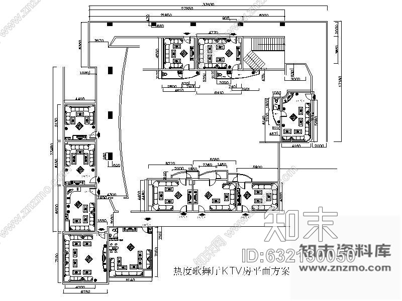 施工图某歌舞厅KTV包间装修图cad施工图下载【ID:632130050】