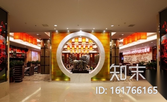 [广东]国际大厦中餐厅室内装修设计图（含实景）cad施工图下载【ID:161766165】