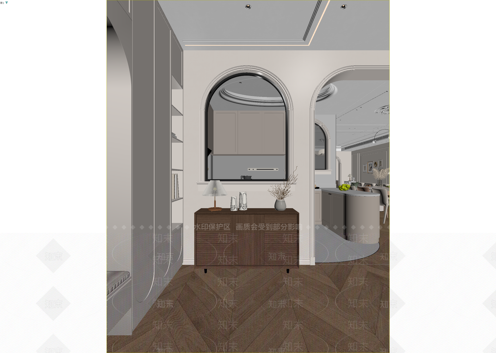 奶油玄关3D模型下载【ID:1214734273】