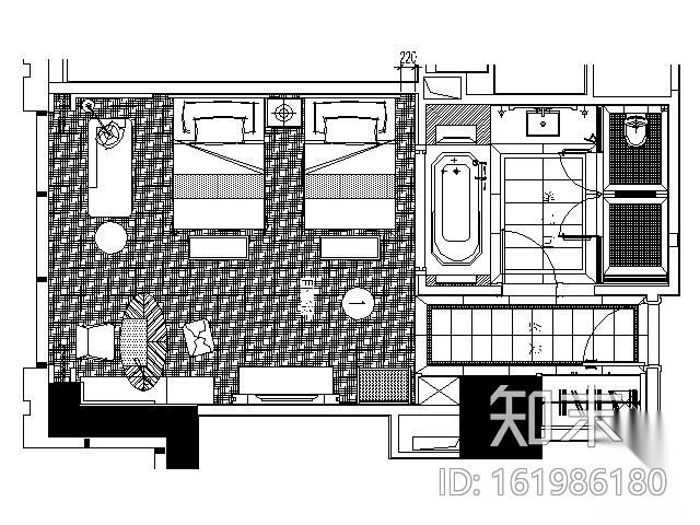 五星豪华酒店B型套房施工图cad施工图下载【ID:161986180】