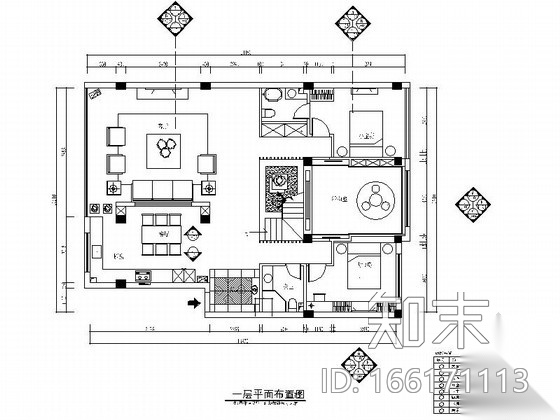 精品现代简约风格两层别墅室内设计装修施工图（含效果）施工图下载【ID:166171113】