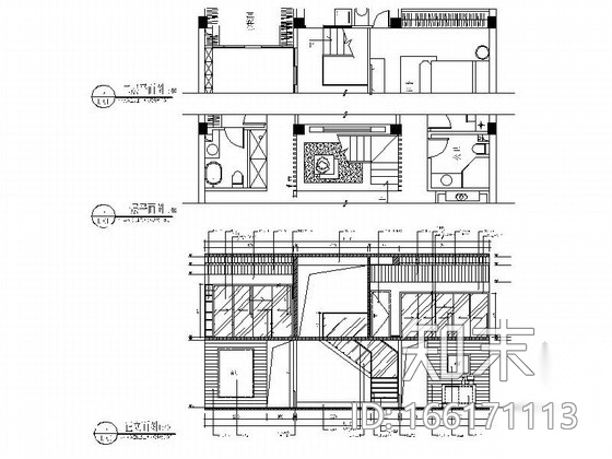 精品现代简约风格两层别墅室内设计装修施工图（含效果）施工图下载【ID:166171113】