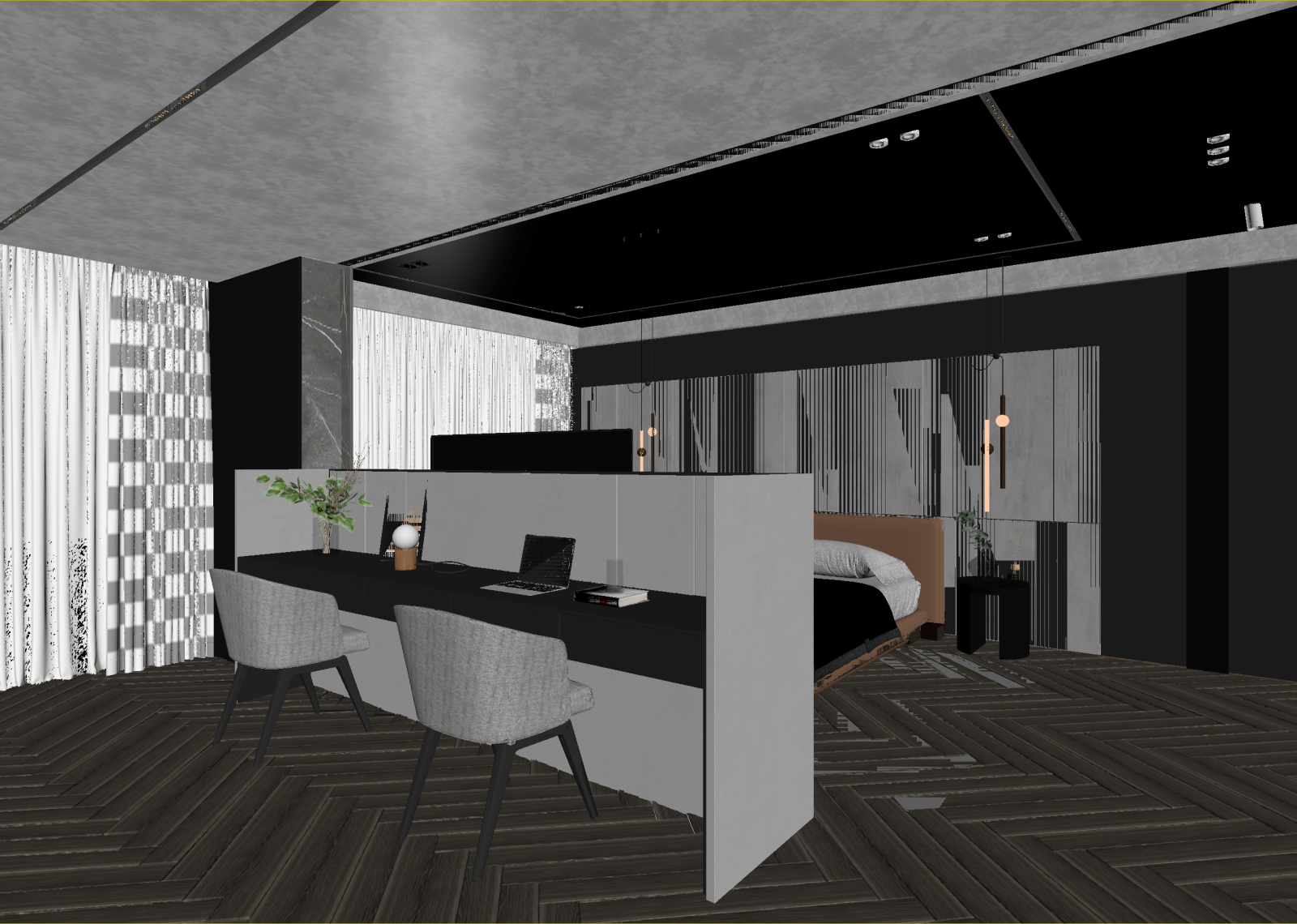 轻奢酒店客房3D模型下载【ID:1214739060】