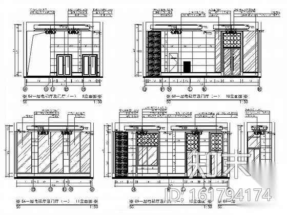 [杭州]省级开发区高档现代办公楼门厅及电梯厅装修施工图cad施工图下载【ID:161794174】