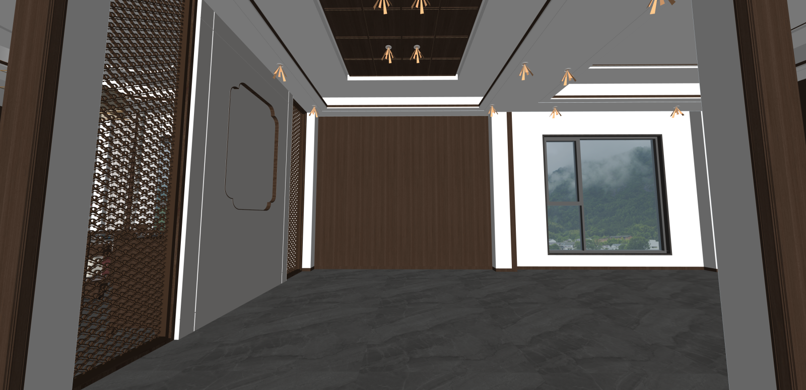 新中式别墅餐厅SU模型下载【ID:1216077491】