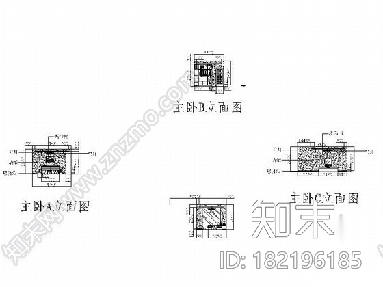 某小区三室二厅室内装修图cad施工图下载【ID:182196185】