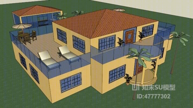 独栋别墅SU模型下载【ID:47777302】