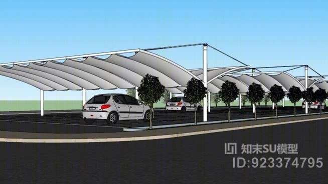 停车场外车库拉力结构No02设计SU模型下载【ID:923374795】