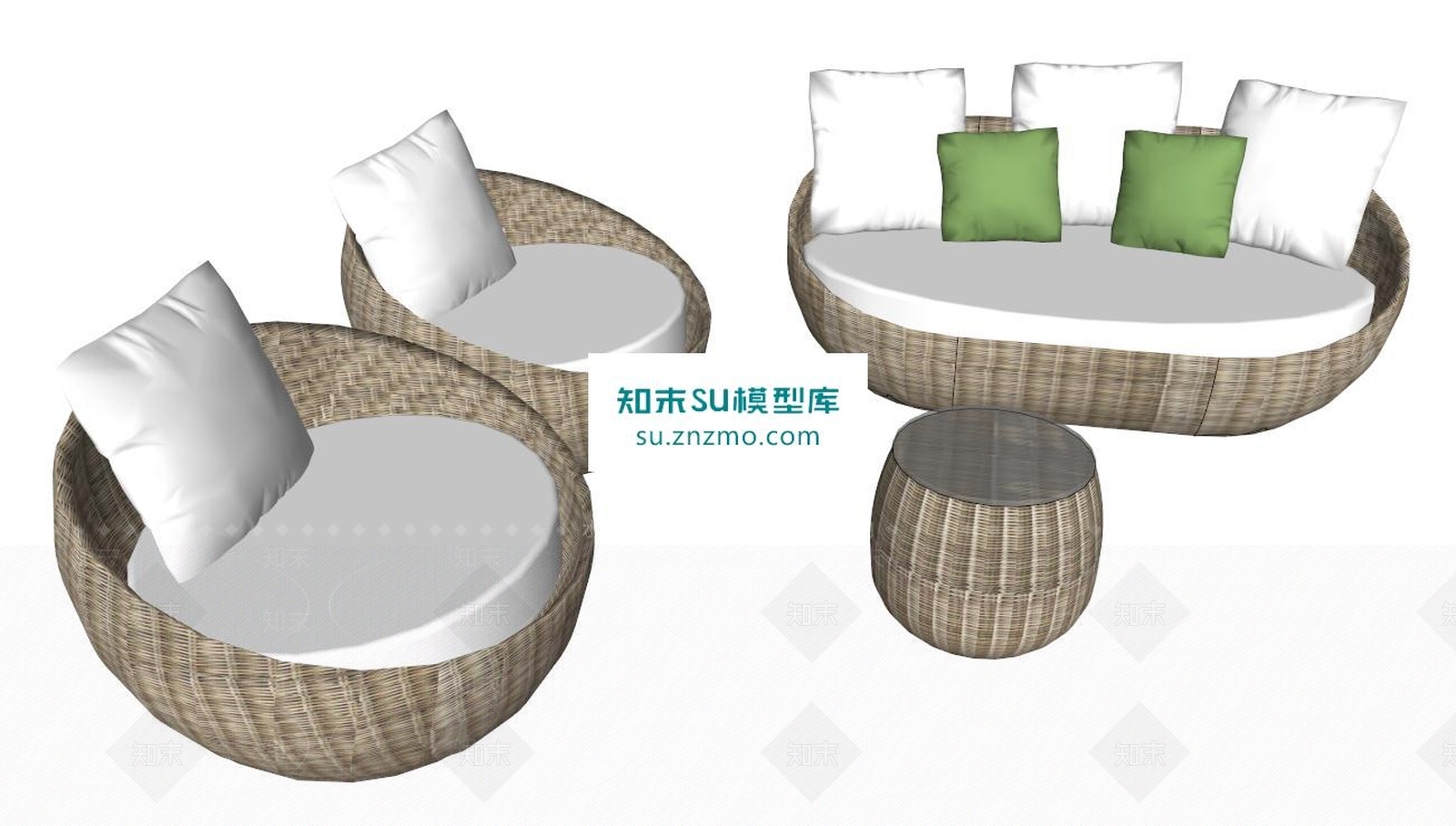 圆形组合沙发SU模型下载【ID:160123295】