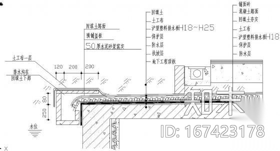 屋顶花园排水大样图cad施工图下载【ID:167423178】