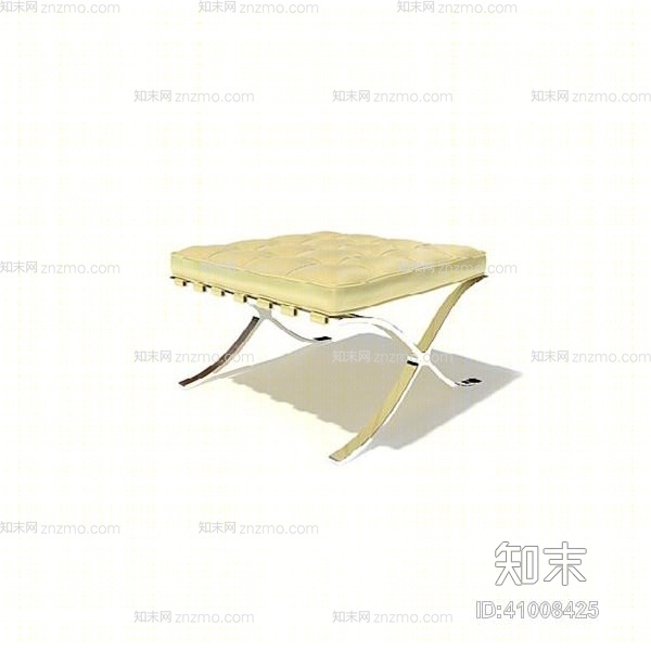 现代黄色方型皮质沙发凳3D模型下载【ID:41008425】