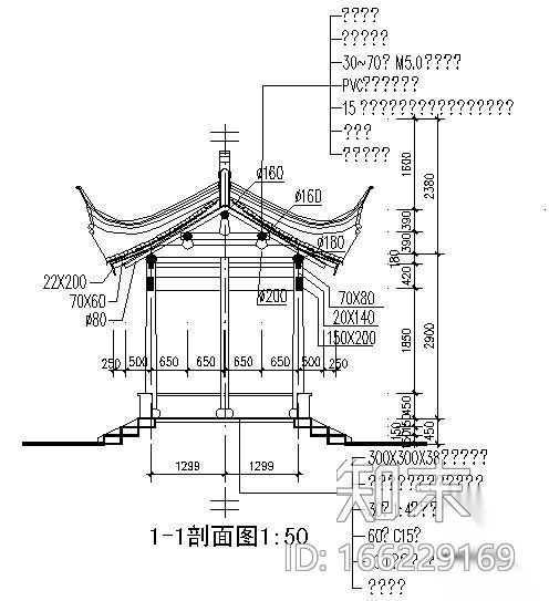 古建亭子建筑方案图系列-长六角亭cad施工图下载【ID:166229169】