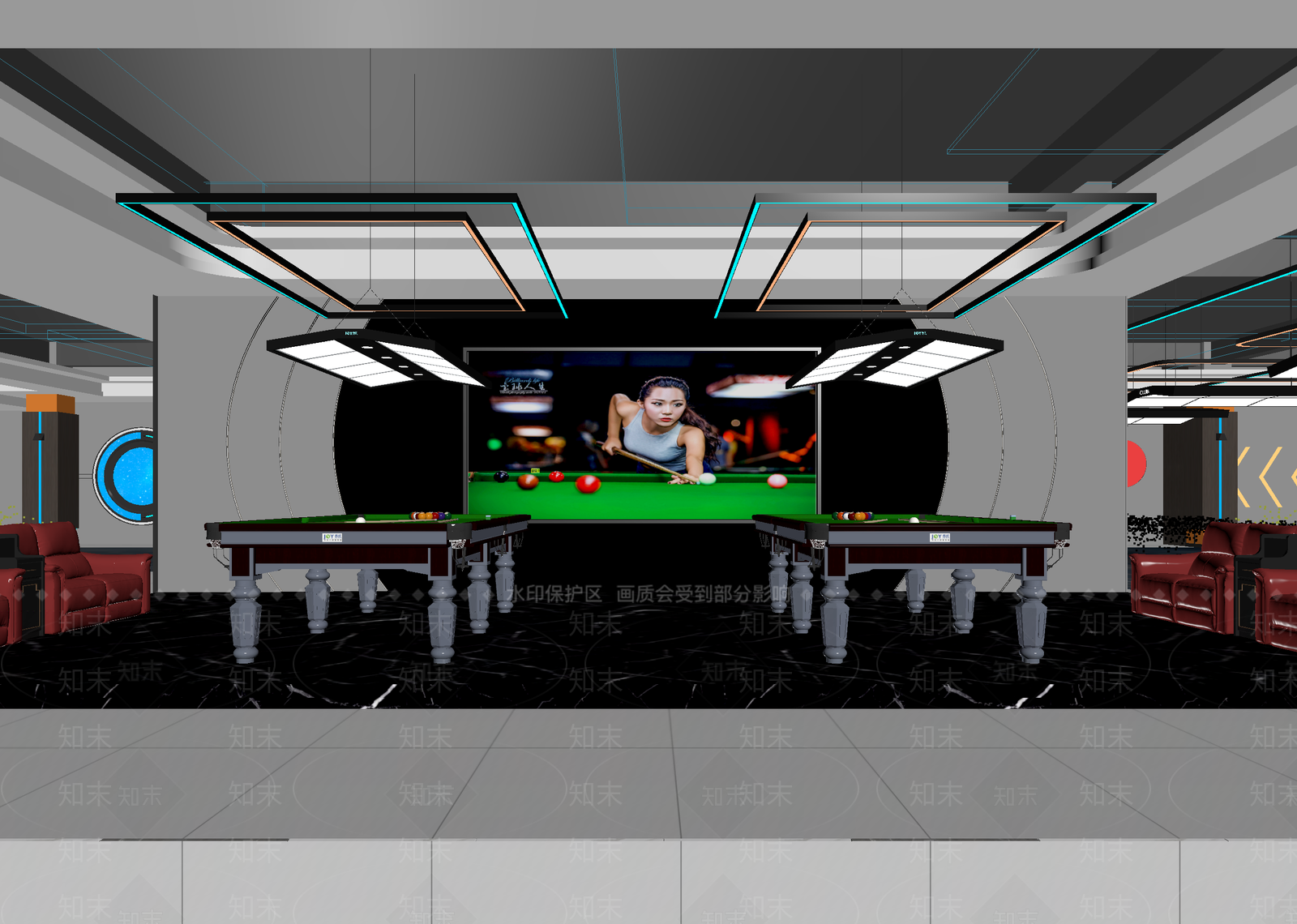 现代台球室3D模型下载【ID:1215173506】