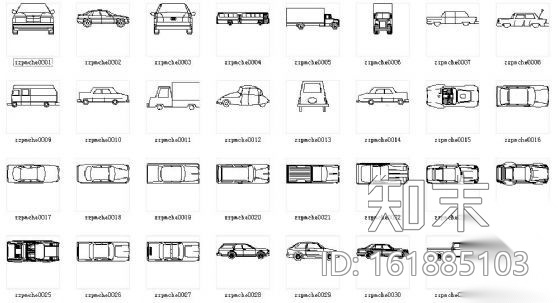 各式车平立面图块全集cad施工图下载【ID:161885103】