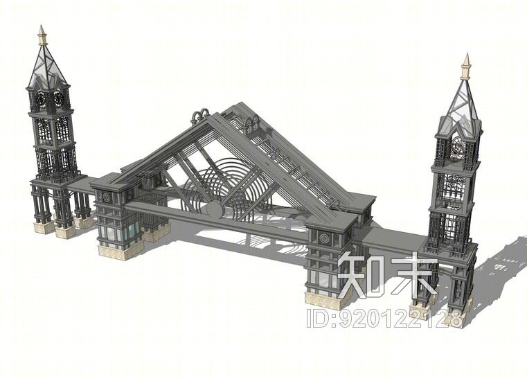 欧式铁艺大门SU模型下载【ID:920122128】