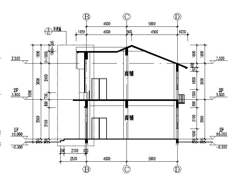 [江苏]两层红瓦屋面商业建筑施工图cad施工图下载【ID:151484164】