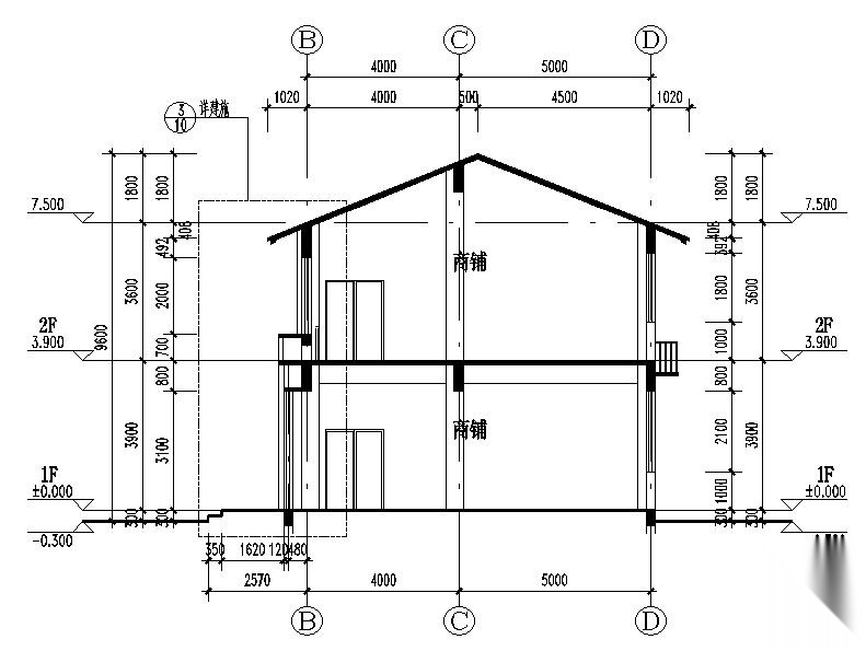 [江苏]两层红瓦屋面商业建筑施工图cad施工图下载【ID:151484164】