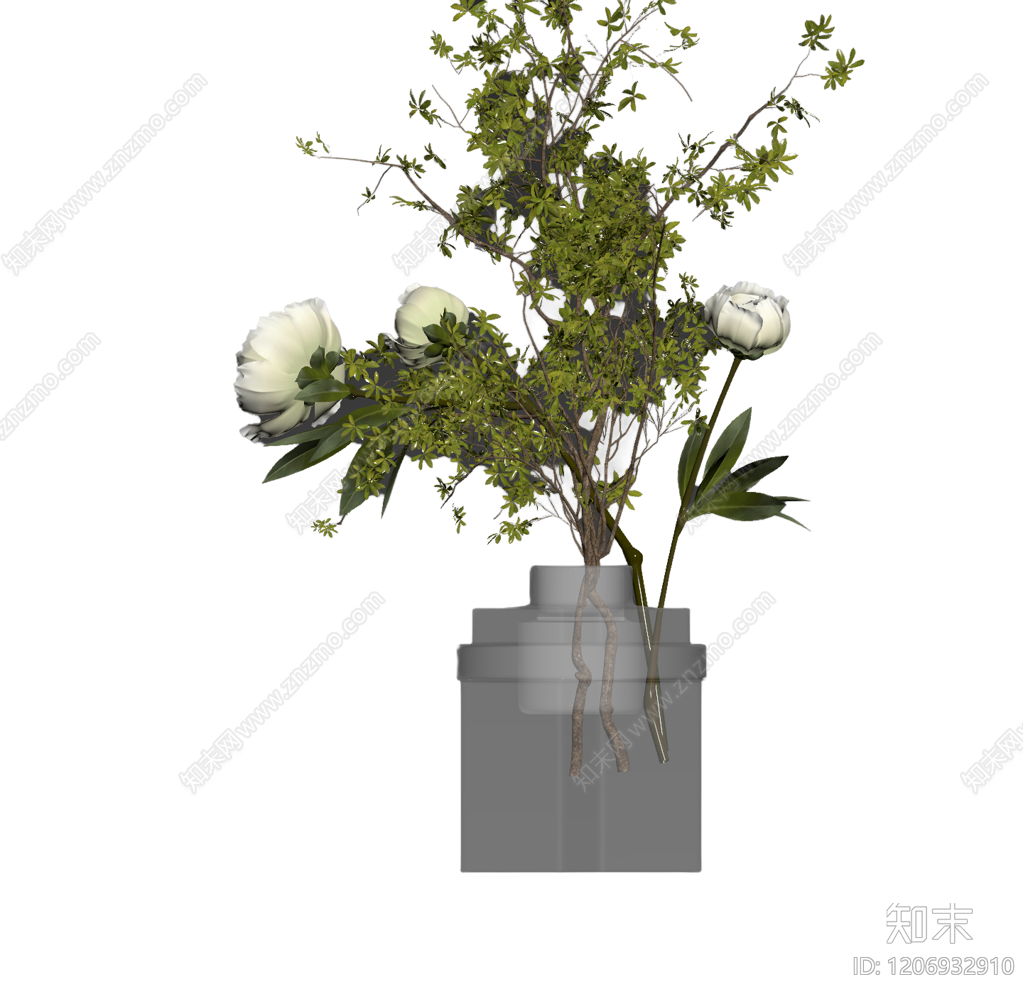 花瓶插花装饰3D模型下载【ID:1206932910】