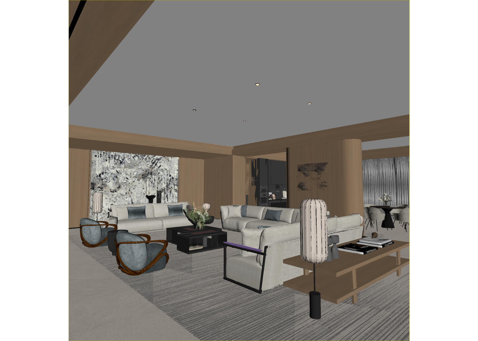 现代民宿大厅3D模型下载【ID:1215138411】