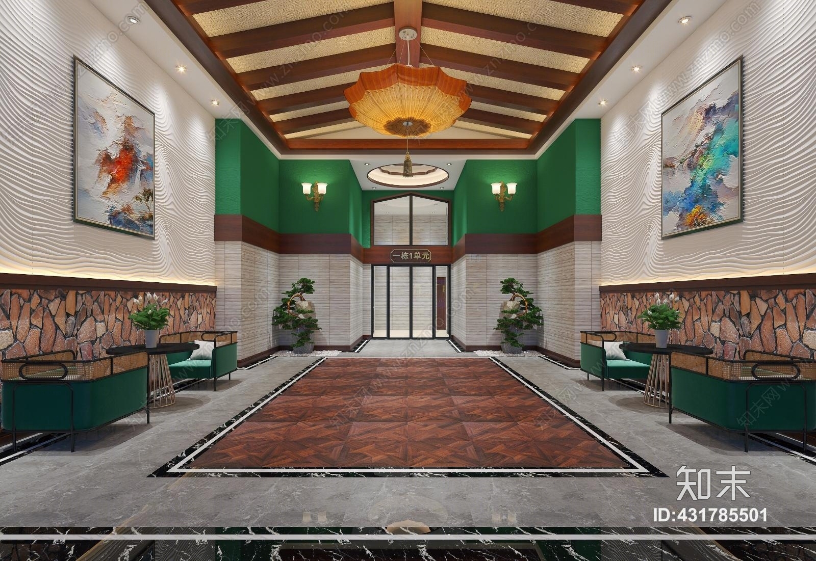 东南亚门厅接待厅东南亚吊灯3D模型下载【ID:431785501】