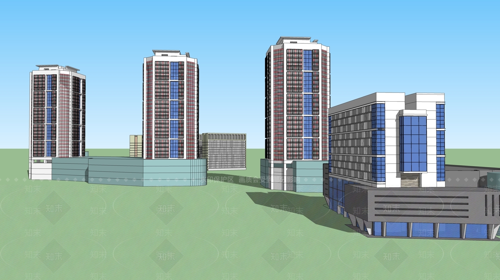 现代建筑规划SU模型下载【ID:332868240】