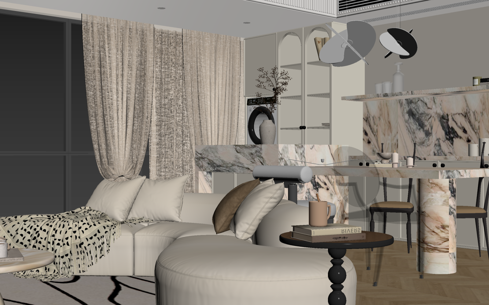 法式客餐厅3D模型下载【ID:1221478159】