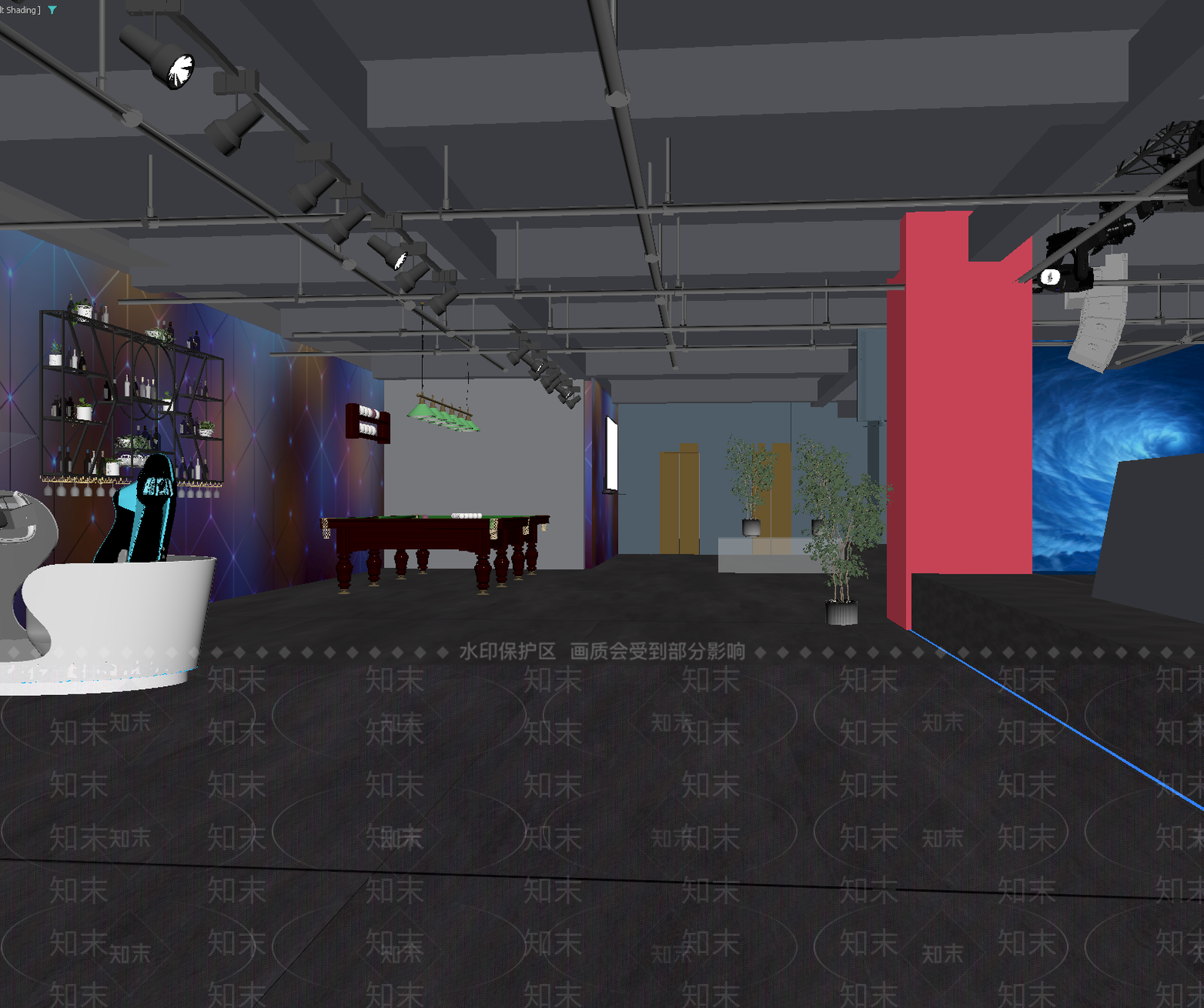 现代台球室3D模型下载【ID:1213923256】