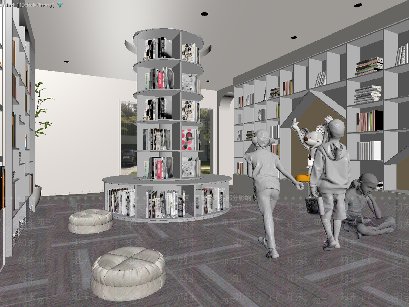 现代图书馆3D模型下载【ID:1213878952】