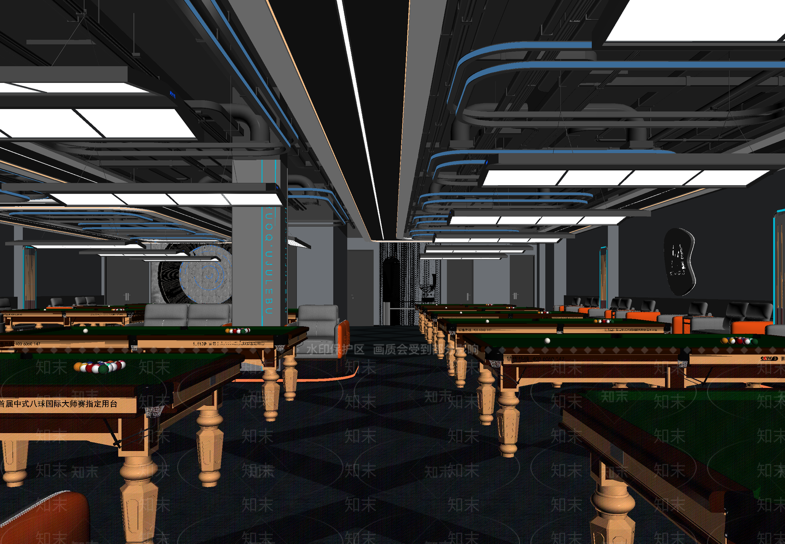 现代台球室3D模型下载【ID:1214044983】