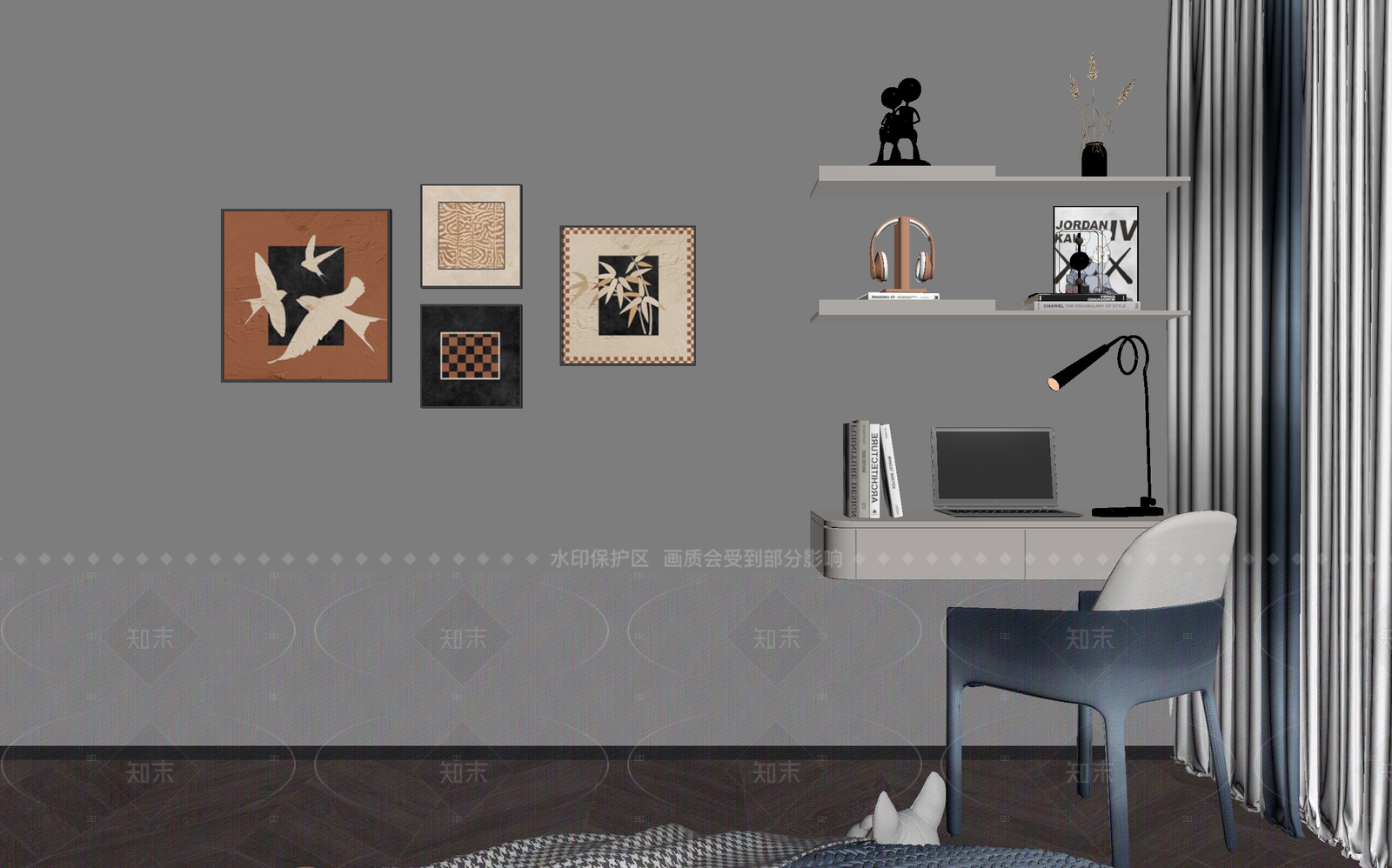 现代书房3D模型下载【ID:1214632239】