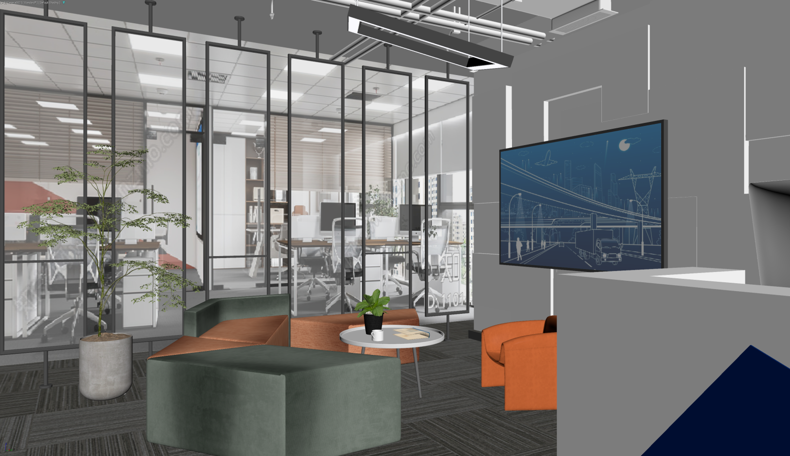 现代休息区3D模型下载【ID:1221593077】