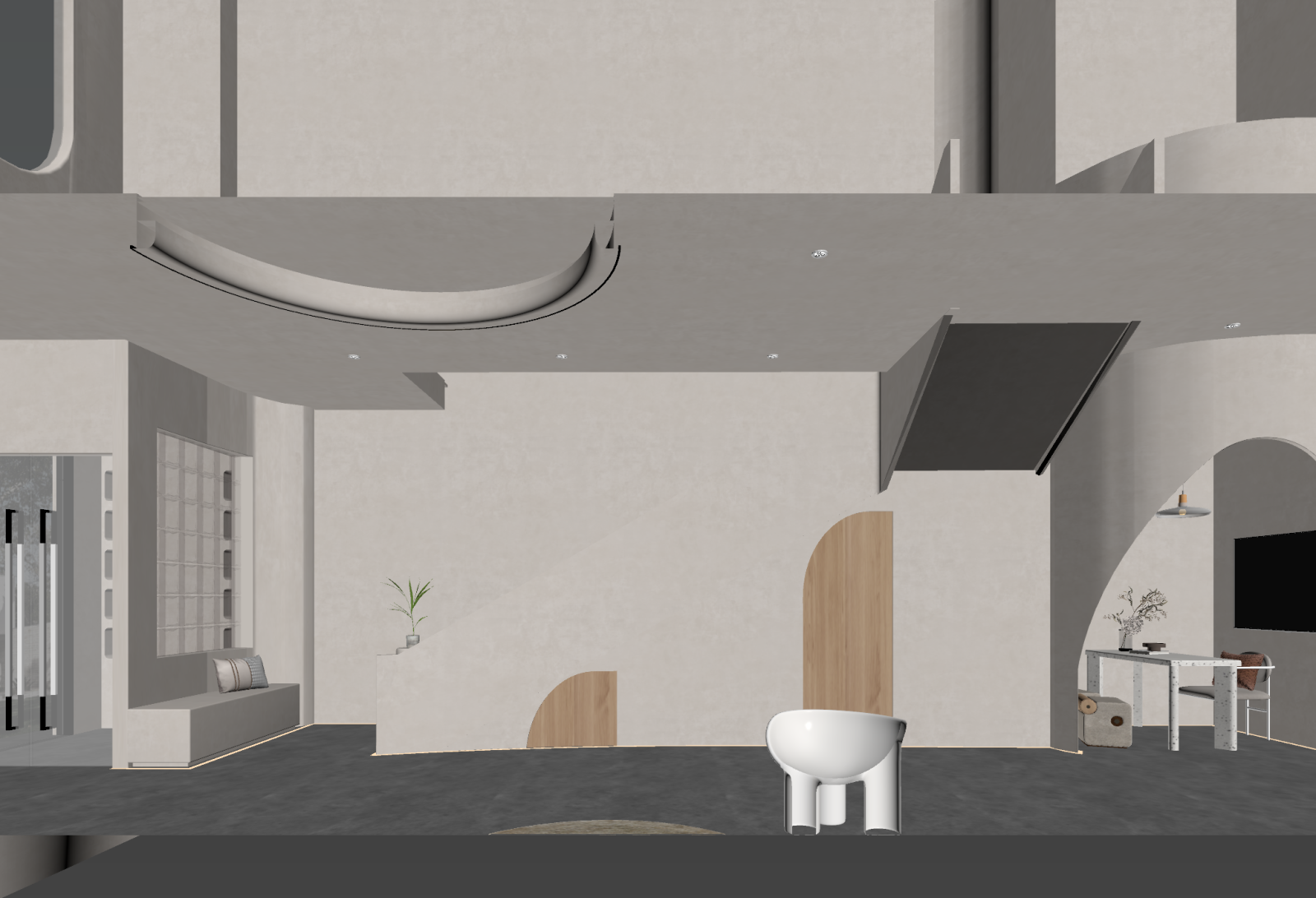 侘寂挑空客厅3D模型下载【ID:1221978098】