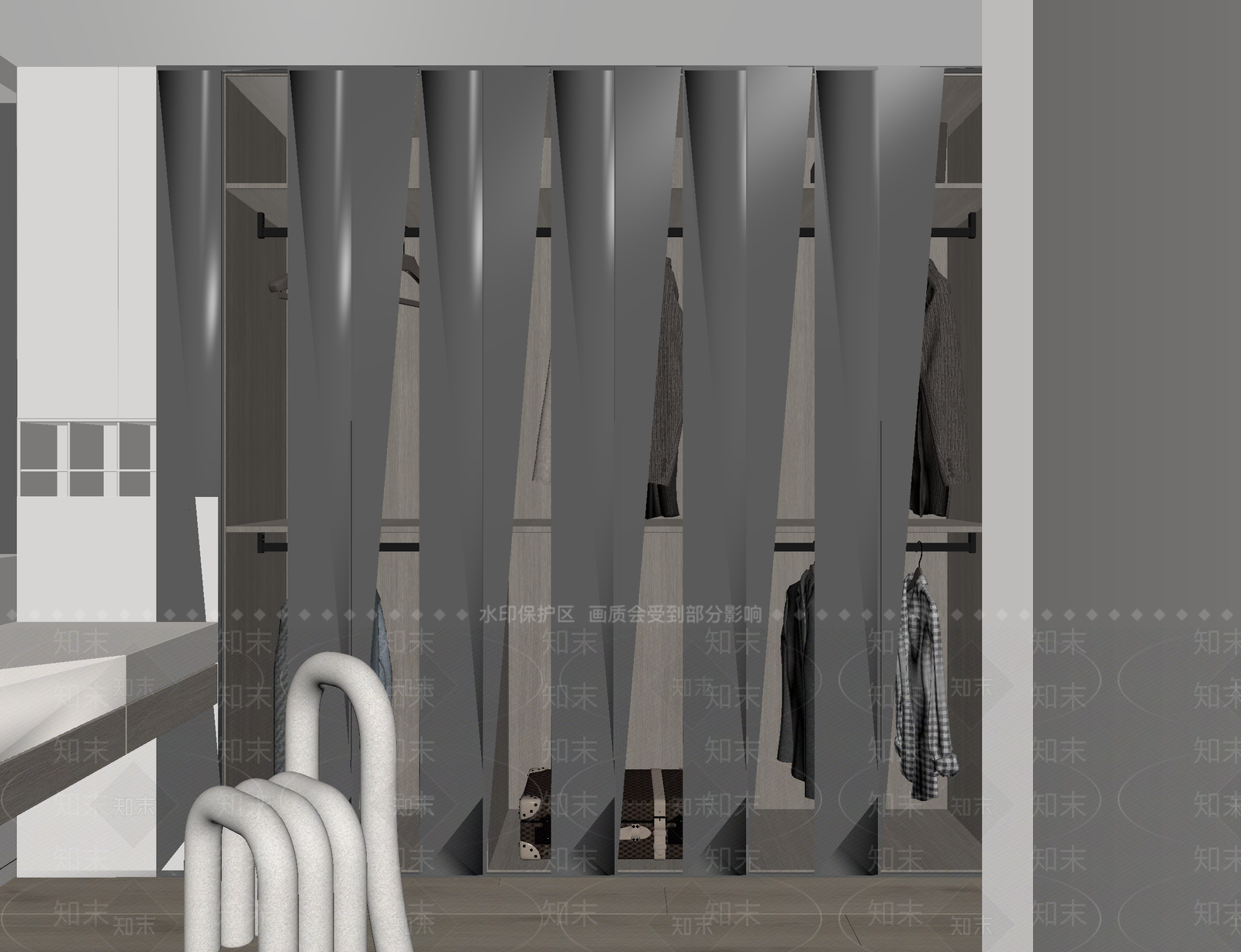 极简衣帽间3D模型下载【ID:1214725246】