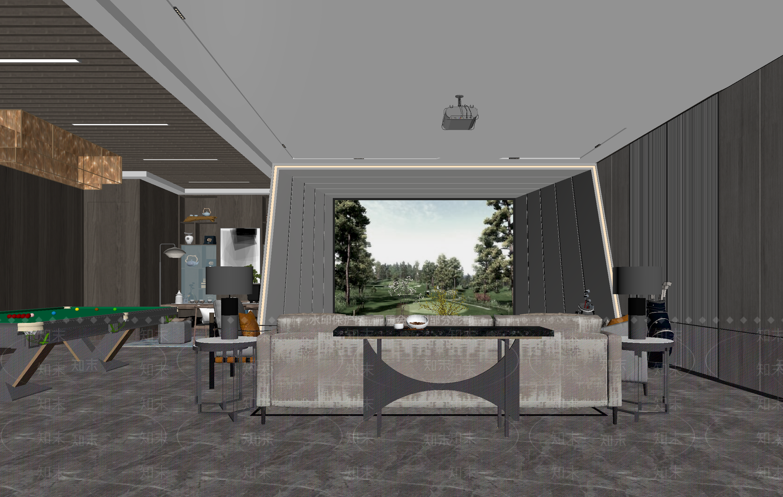 现代台球室3D模型下载【ID:1213994414】