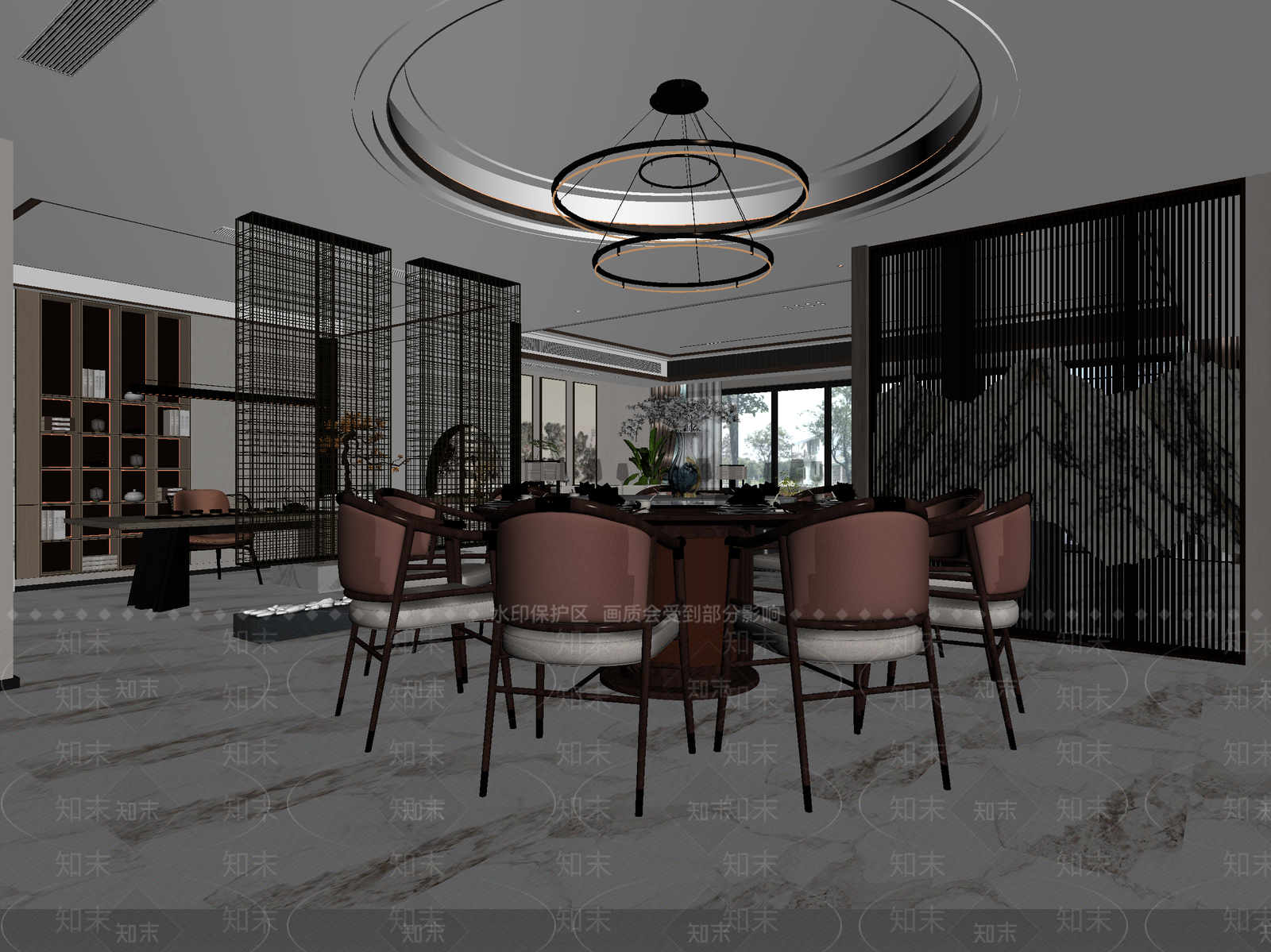 新中式茶餐厅3D模型下载【ID:1214107236】