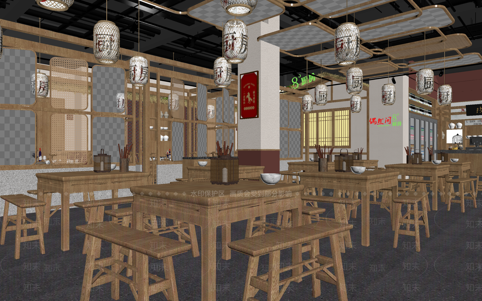 新中式火锅店3D模型下载【ID:1214023309】