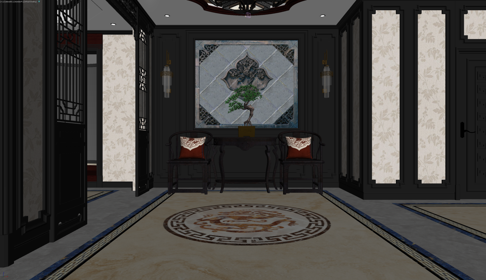 中式玄关3D模型下载【ID:1221639807】