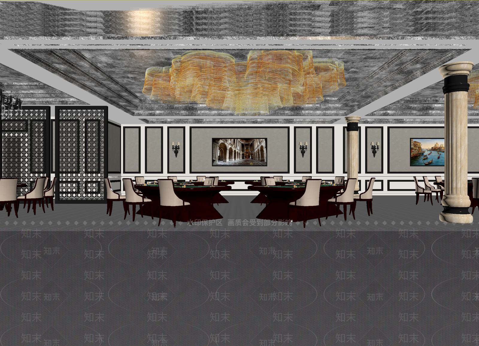 简欧棋牌室3D模型下载【ID:1214345930】