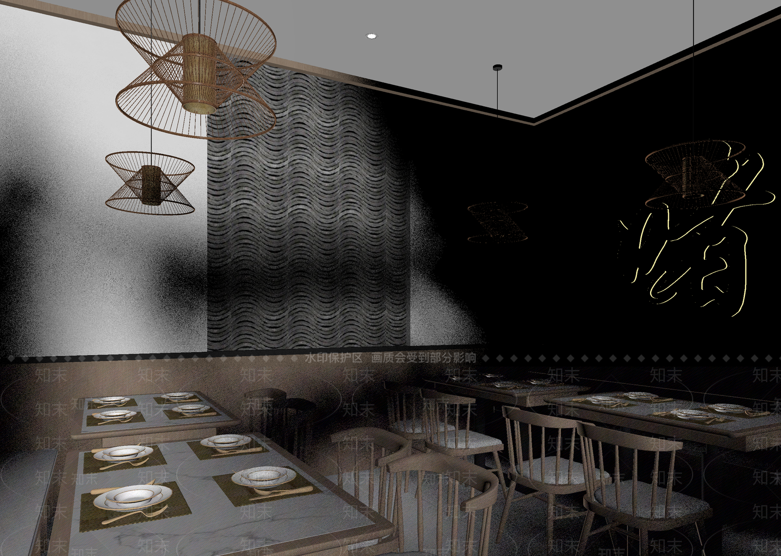 新中式火锅店3D模型下载【ID:1214101604】