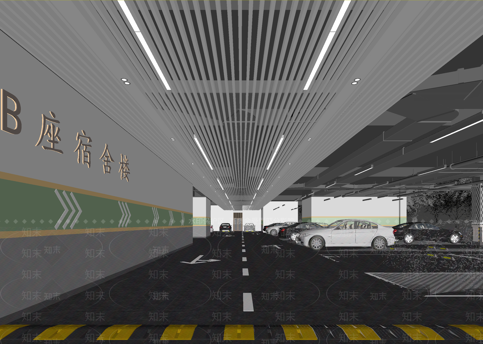 现代室内停车场3D模型下载【ID:1214131232】