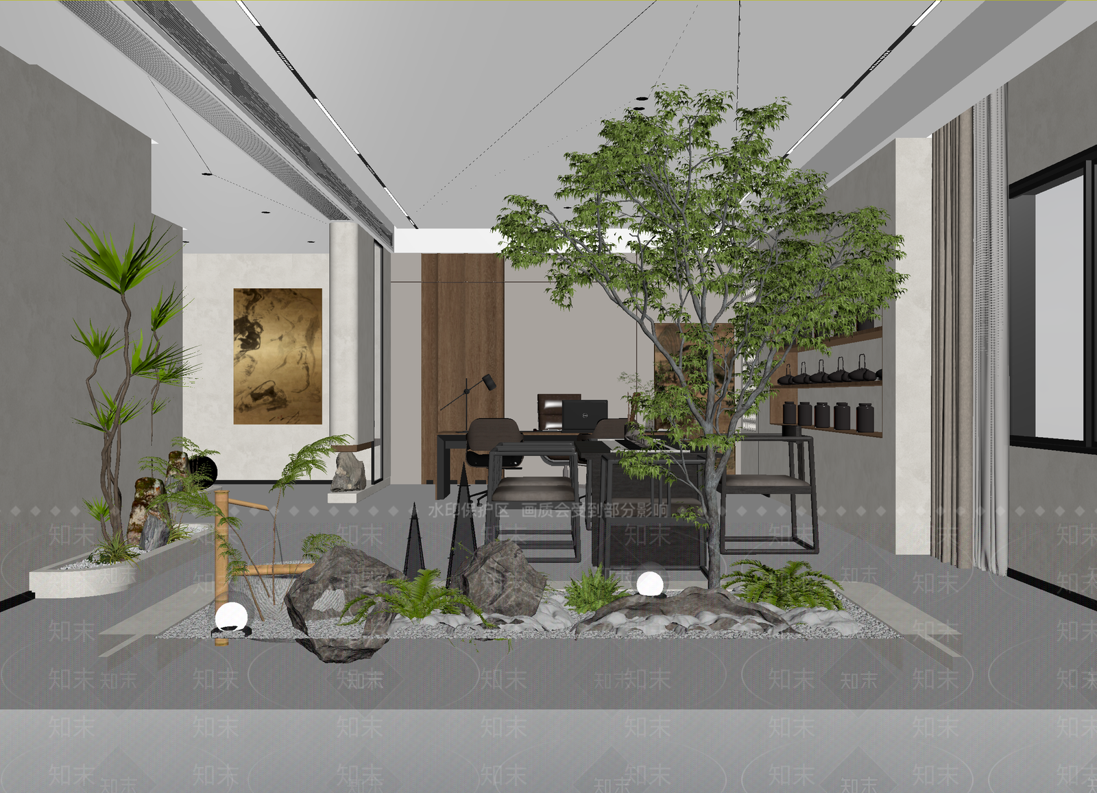 现代办公大厅3D模型下载【ID:1214651972】