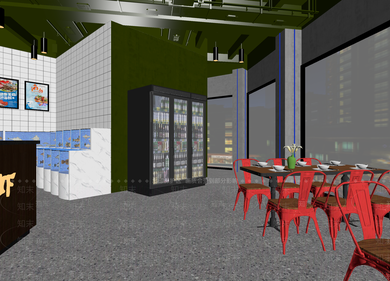 工业风快餐店3D模型下载【ID:1214023037】